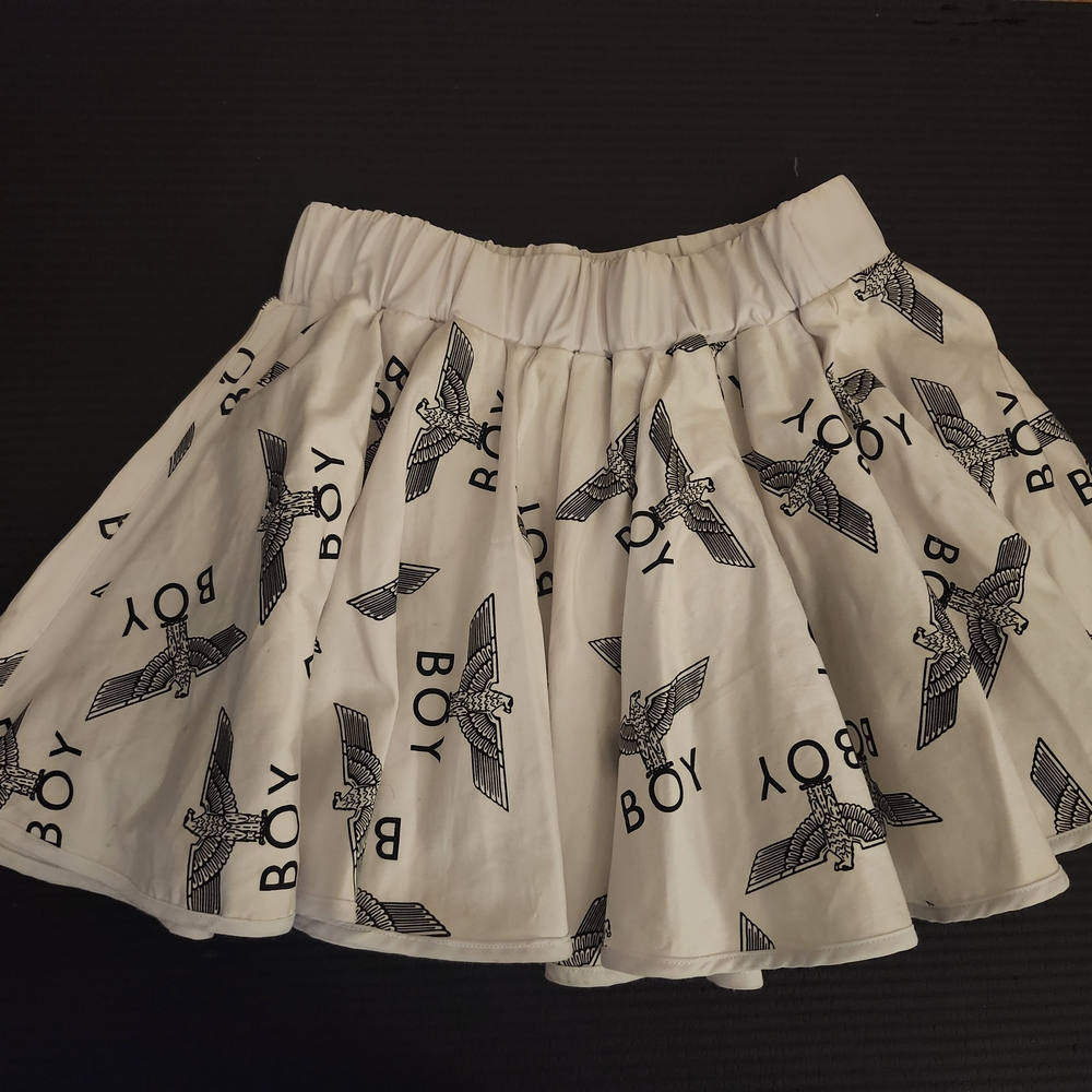 White Skirt with Black Eagle Print